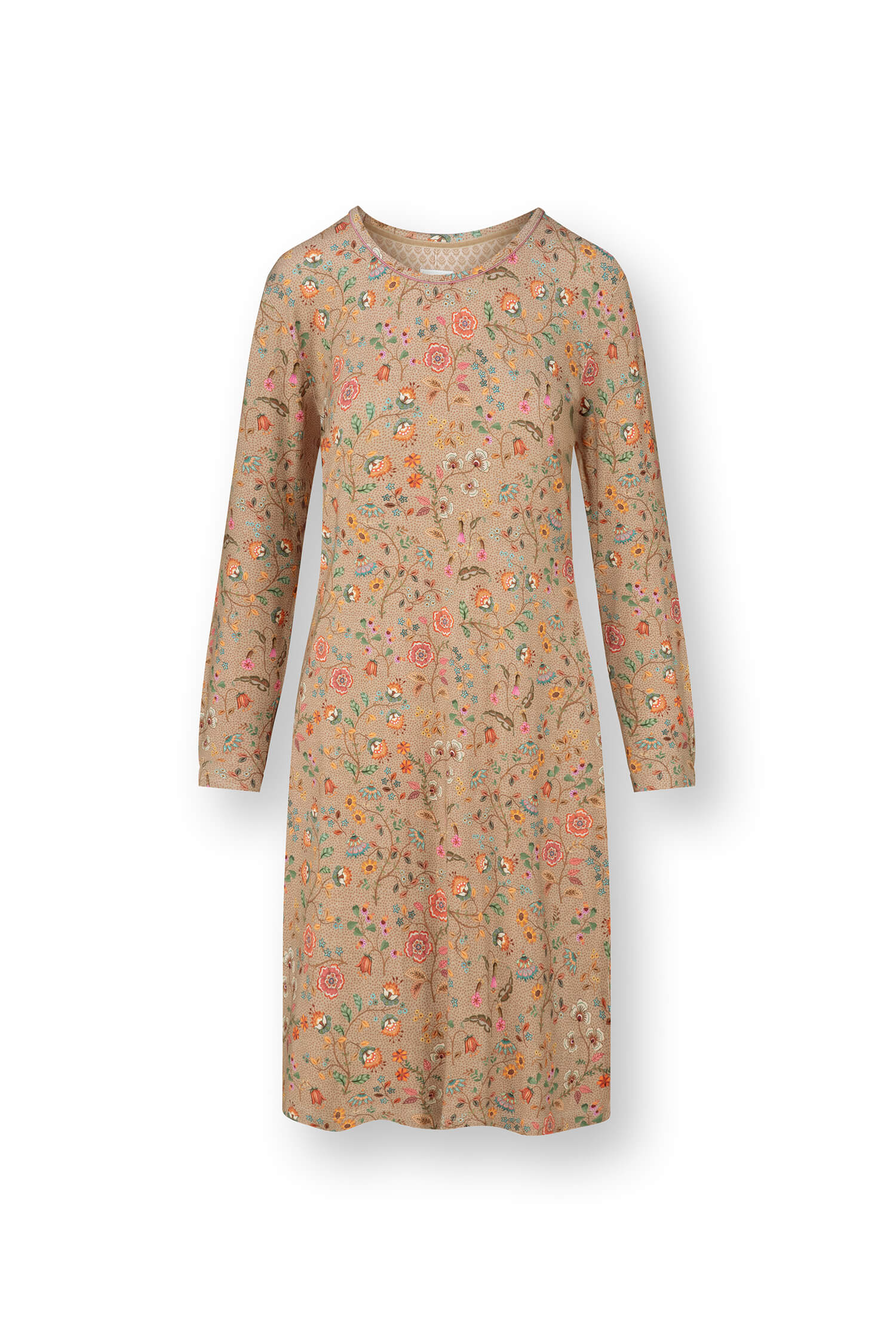 Pip Studio Destiny Nachthemd Lange Mouw Flora Bangalore Zand M - Officiële Webshop
