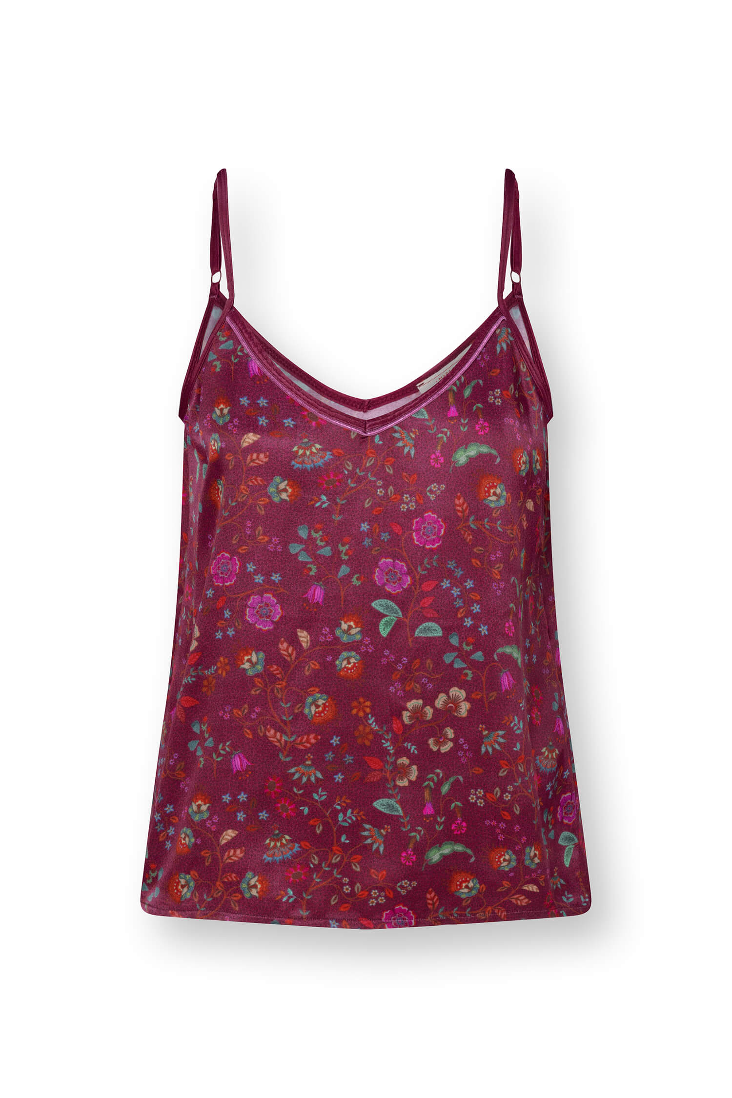 Pip Studio San Top Mouwloos Flora Bangalore Donkerroze S - Officiële Webshop