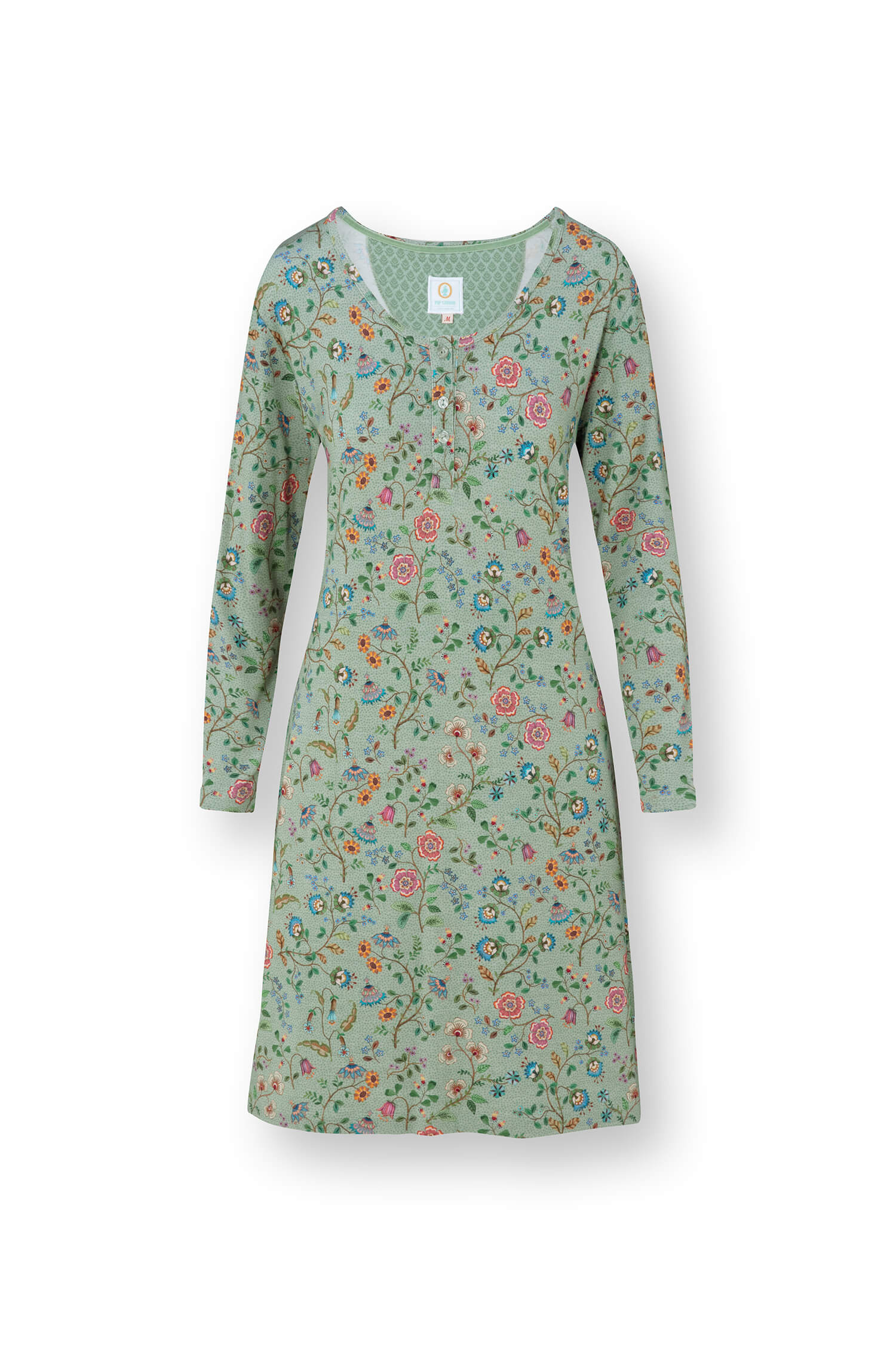 Pip Studio Desiree Nachthemd Lange Mouw Flora Bangalore Groen XS - Officiële Webshop