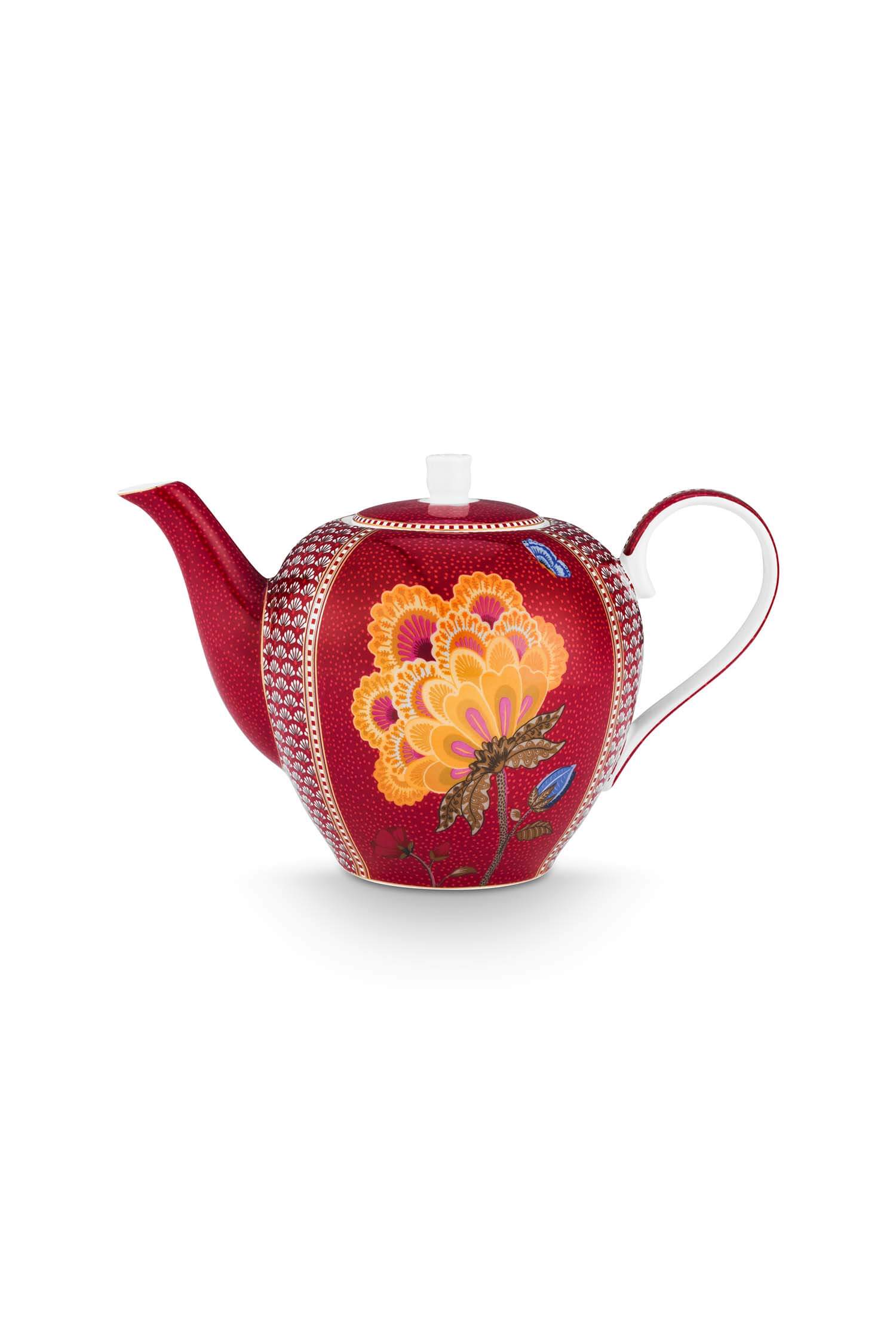 Pip Studio Theepot Groot Blooming Tales Fantasy Donkerrood 1.6L - Officiële Webshop