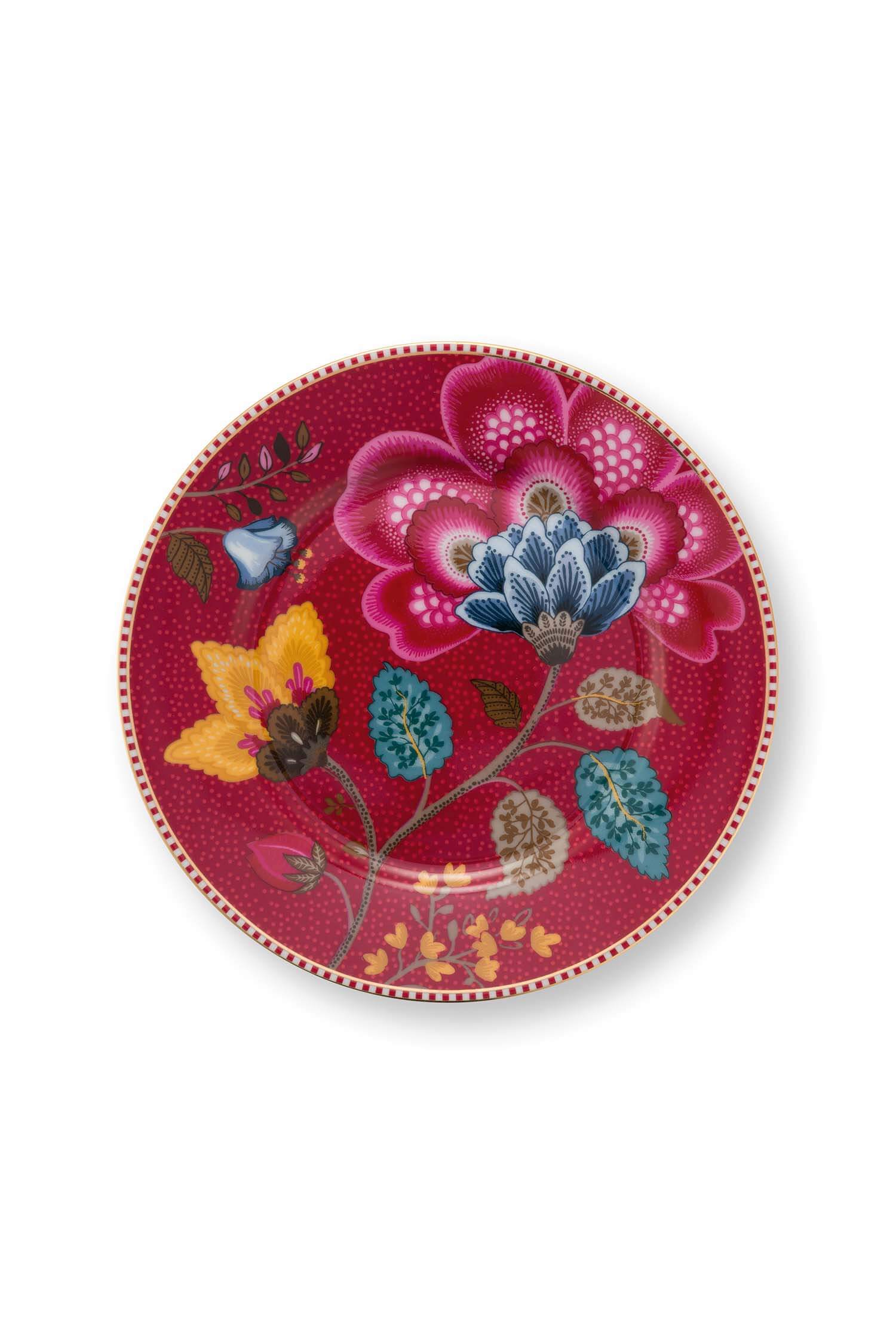 Pip Studio Gebaksbord Blooming Tales Fantasy Donkerrood 17cm - Officiële Webshop