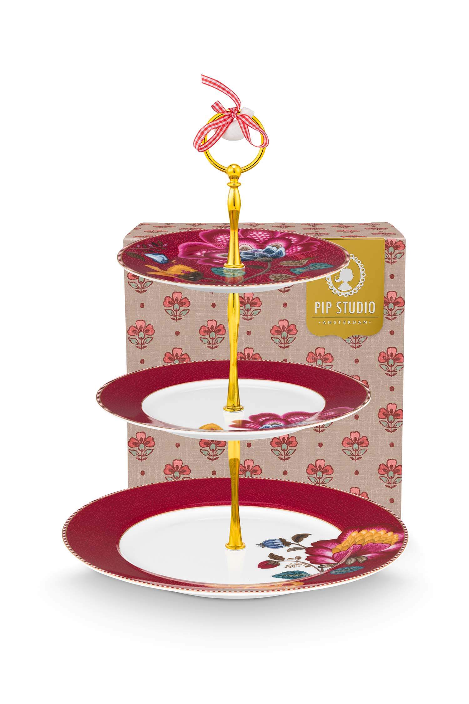Pip Studio Etagère 3 Laags Blooming Tales Fantasy Donkerrood - Officiële Webshop