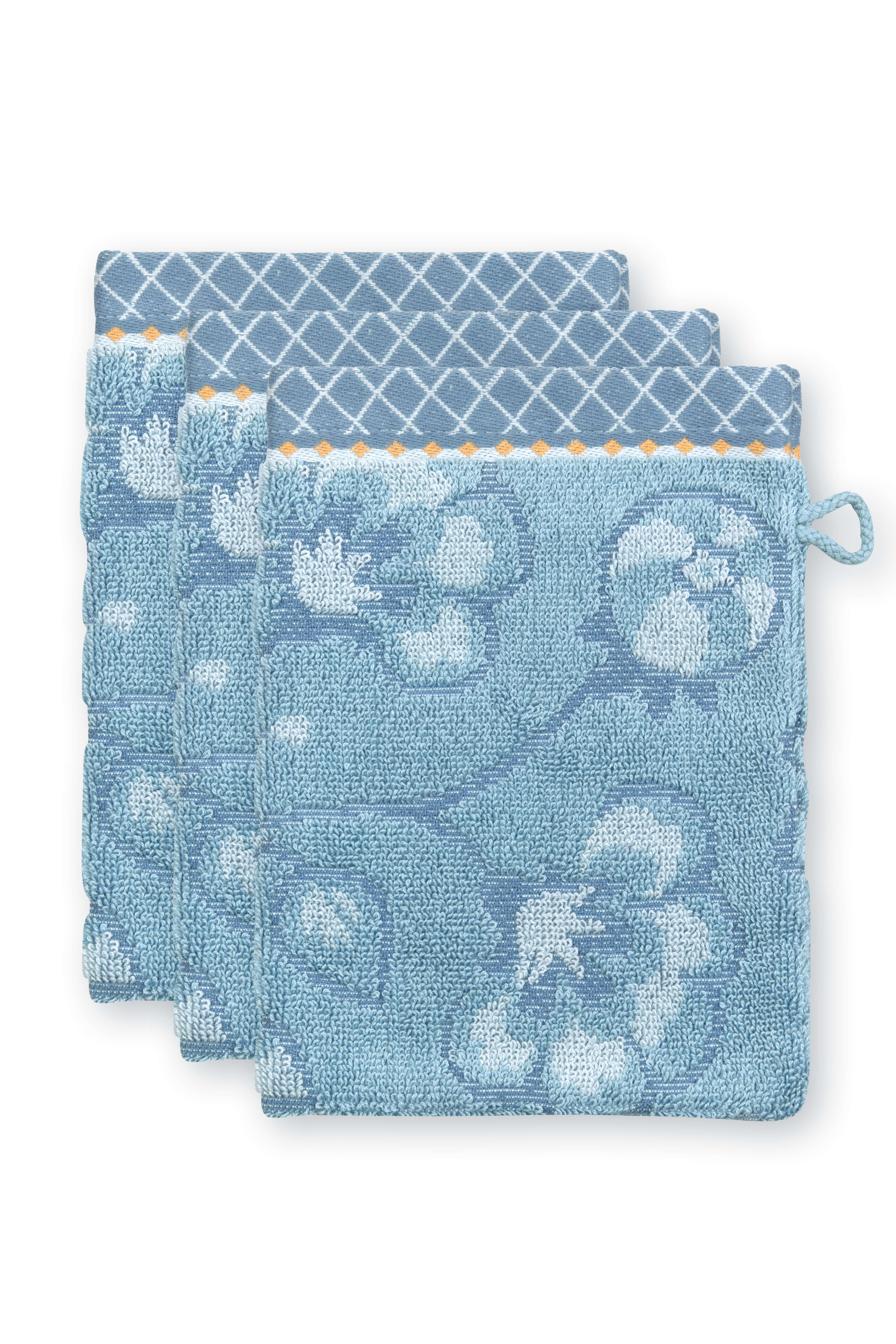 Pip Studio Washandje Set/3 Jasmin Jacquard Lichtblauw 16x22cm - Officiële Webshop