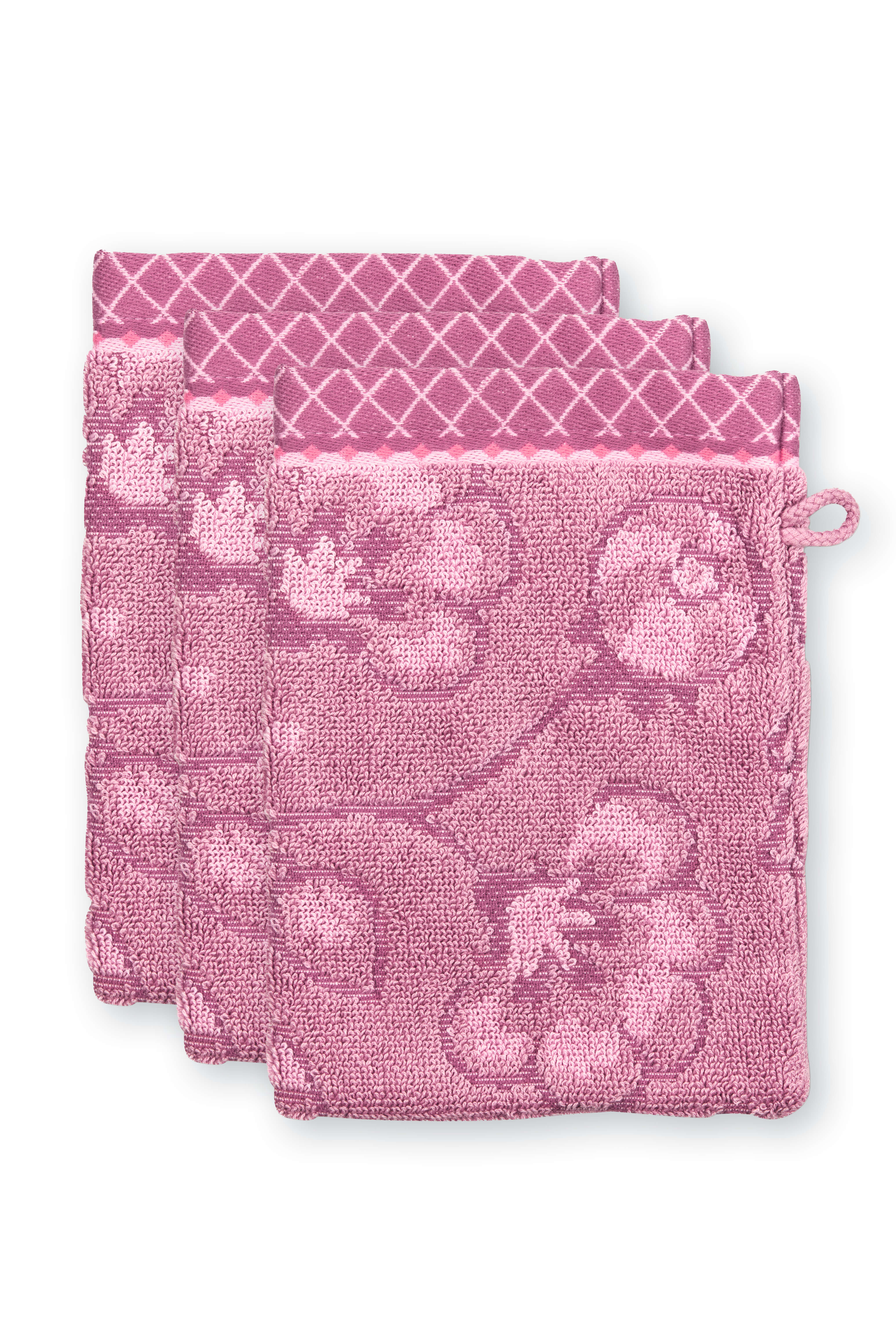 Pip Studio Washandje Set/3 Jasmin Jacquard Lichtroze 16x22cm - Officiële Webshop