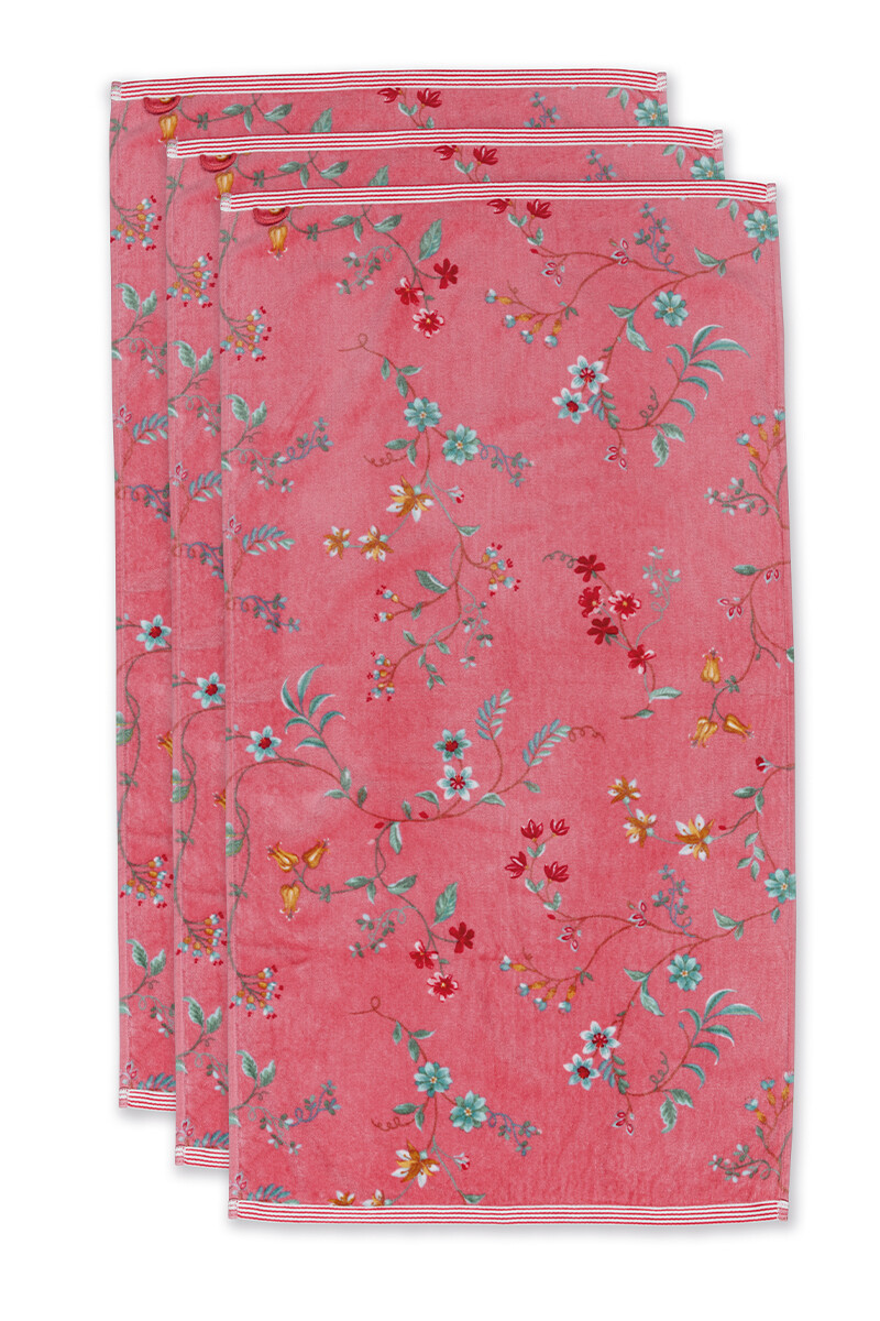 Color Relation Product Bath Towel Set/3 Les Fleurs Pink 55x100 cm