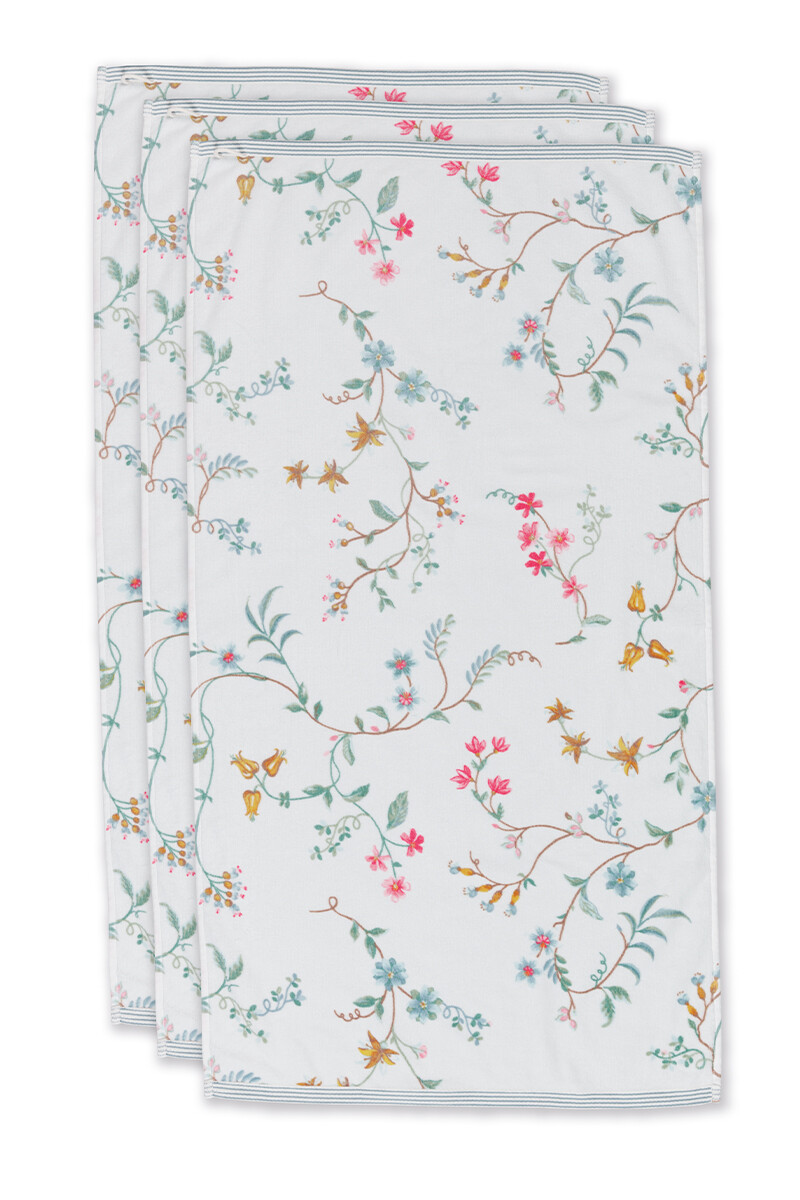 Color Relation Product Bath Towel Set/3 Les Fleurs White 55x100 cm