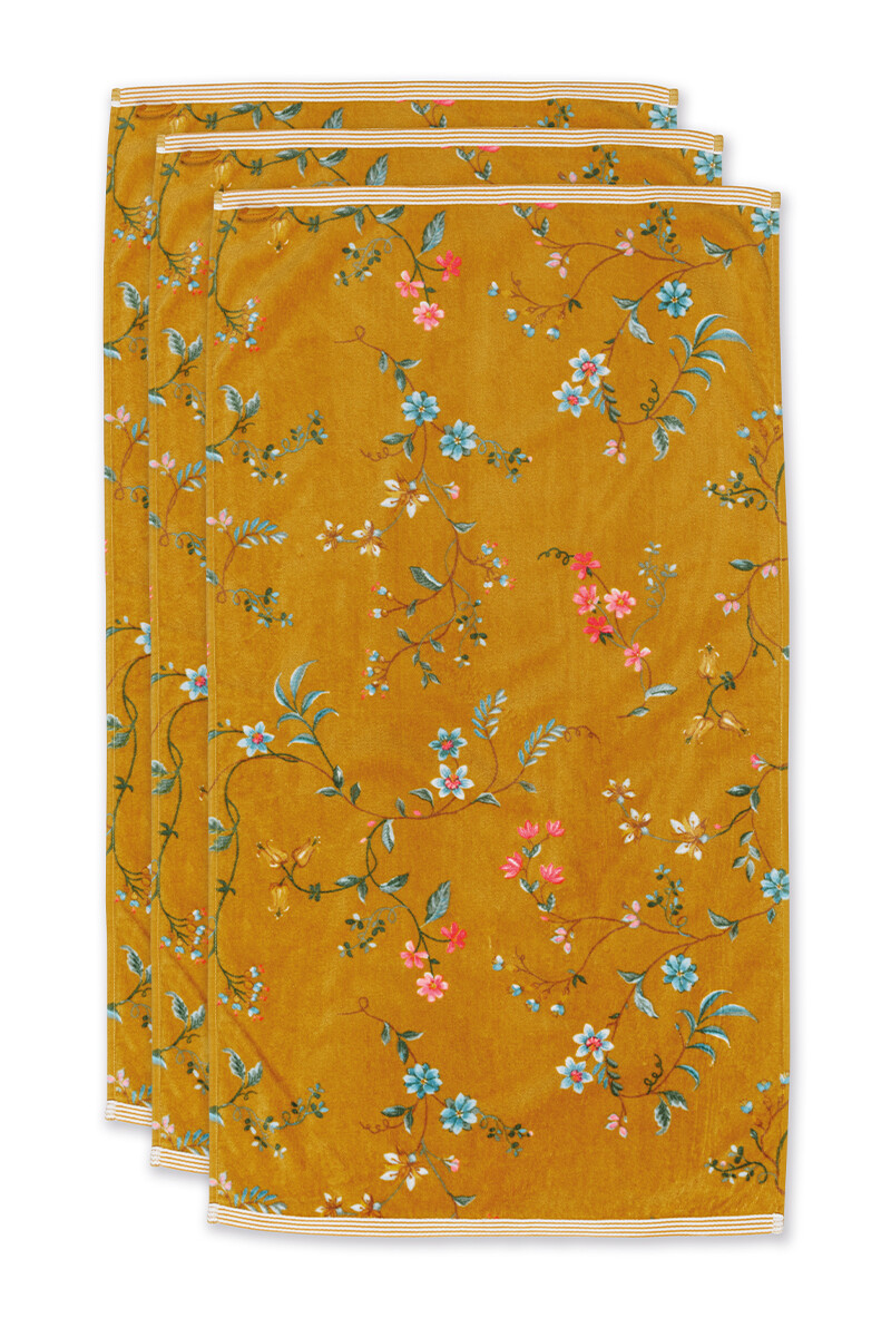 Color Relation Product Bath Towel Set/3 Les Fleurs Yellow 55x100 cm