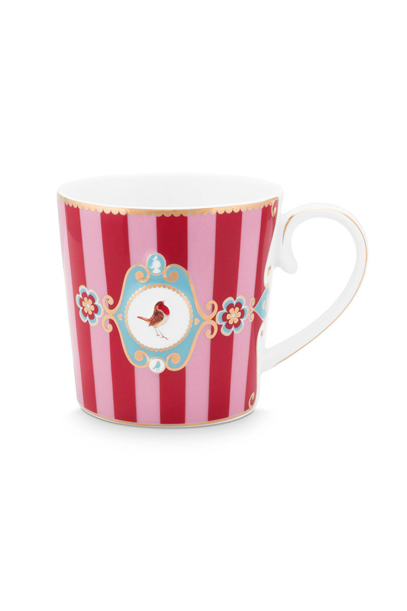 Color Relation Product Love Birds Mug Small Stripes Red/Pink