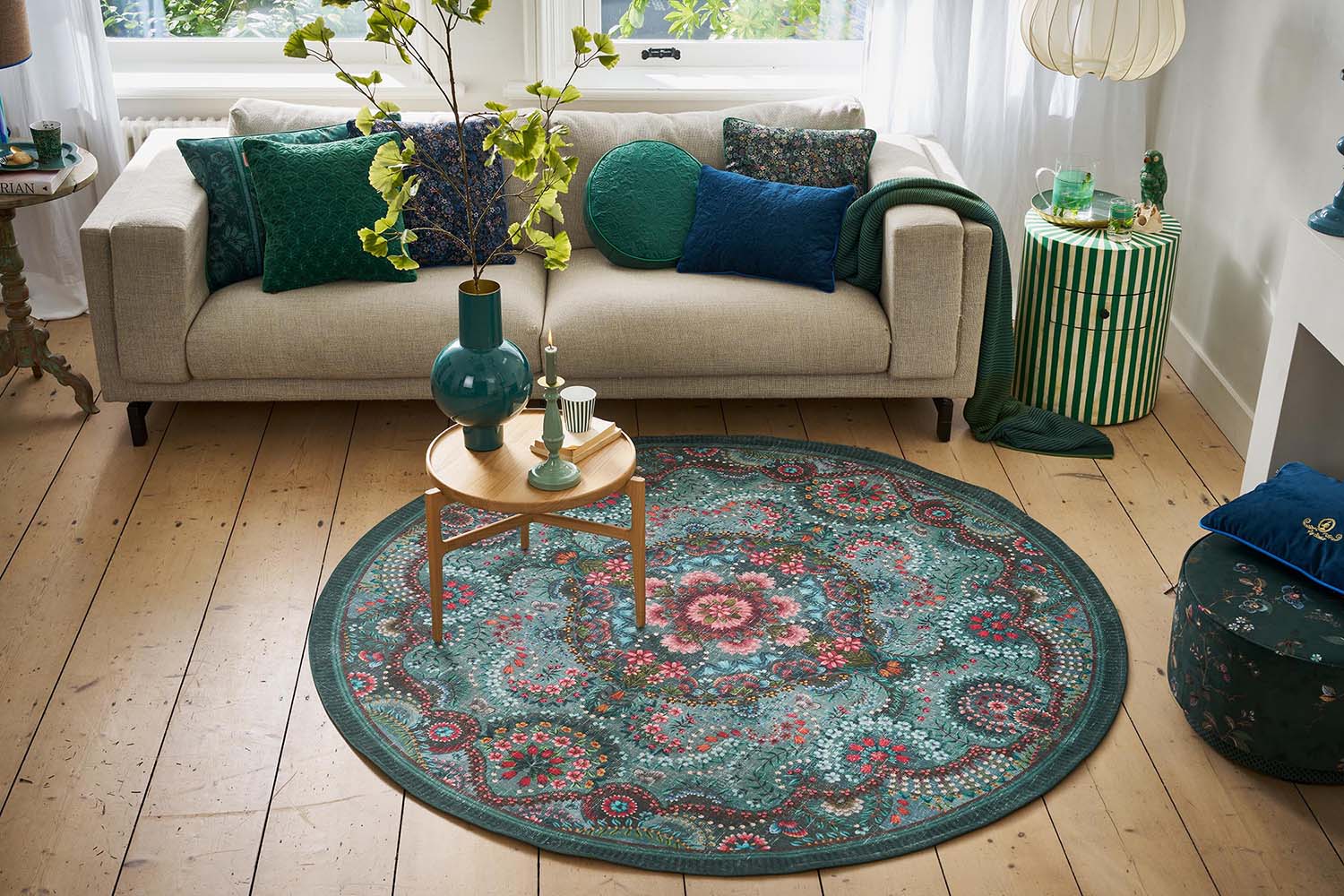 Pip Studio Rond Vloerkleed Moon Delight by Pip Groen 200 cm - Officiële Webshop