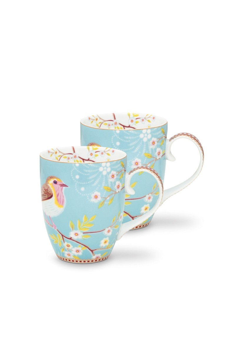 Color Relation Product Early Bird Set of 2 Mugs large Blue