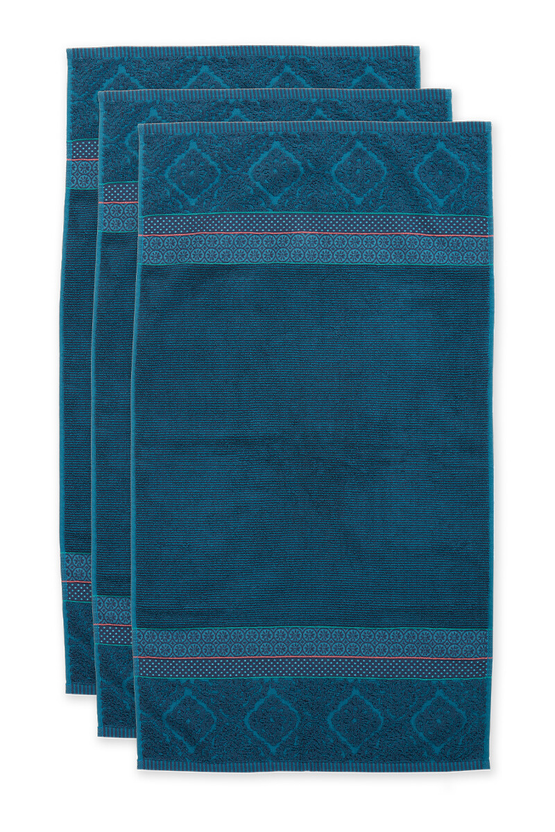 Color Relation Product Bath Towel Set/3 Soft Zellige Dark Blue 55x100 cm