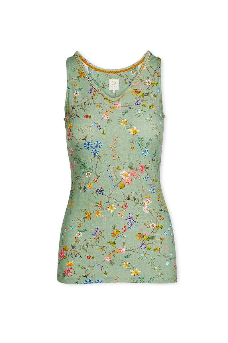 Color Relation Product Sleeveless Top Petites Fleurs Green