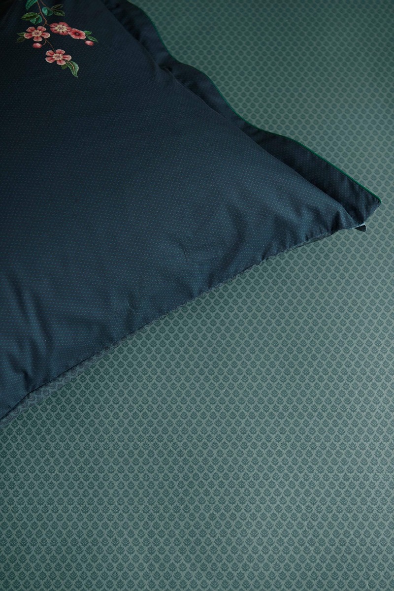 Color Relation Product Fitted Sheet Thousand Leaves Blue Grey