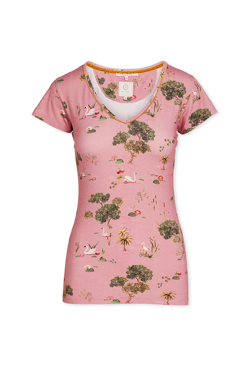 Color Relation Product Short Sleeve Swan Lake Pink