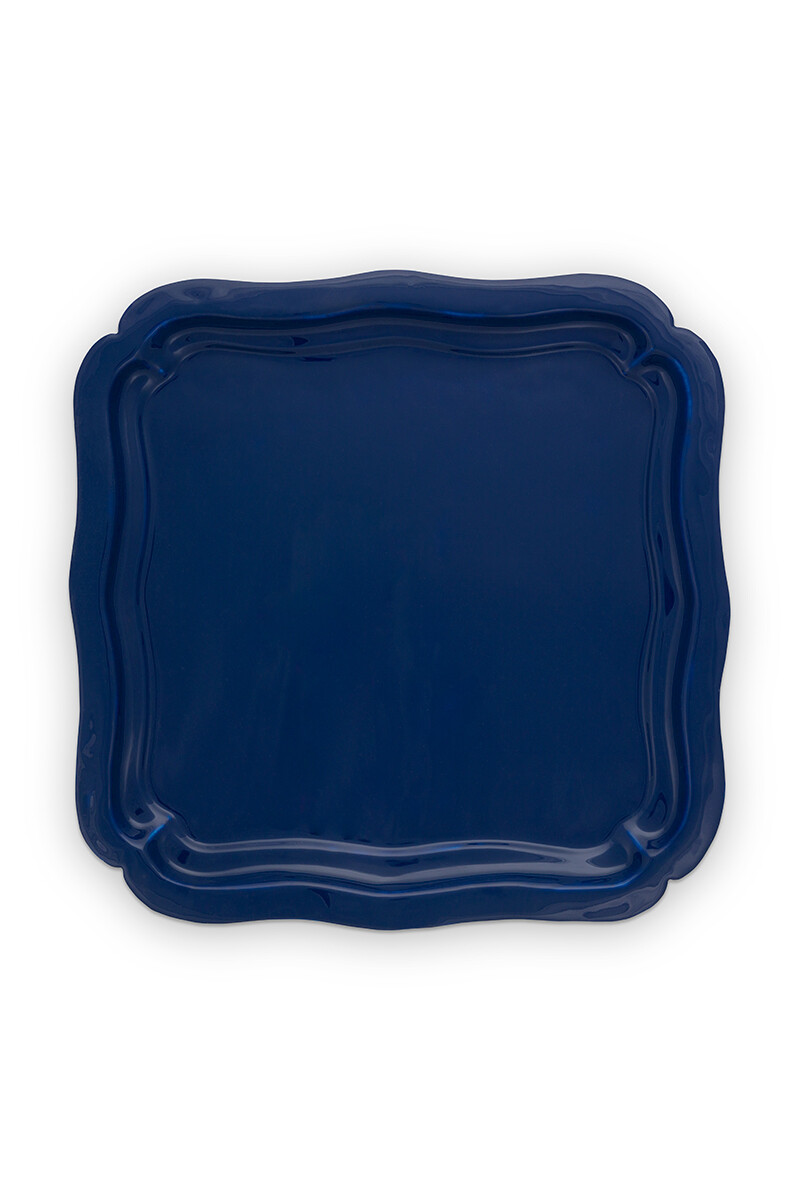Color Relation Product Square Tray Enamelled Blue