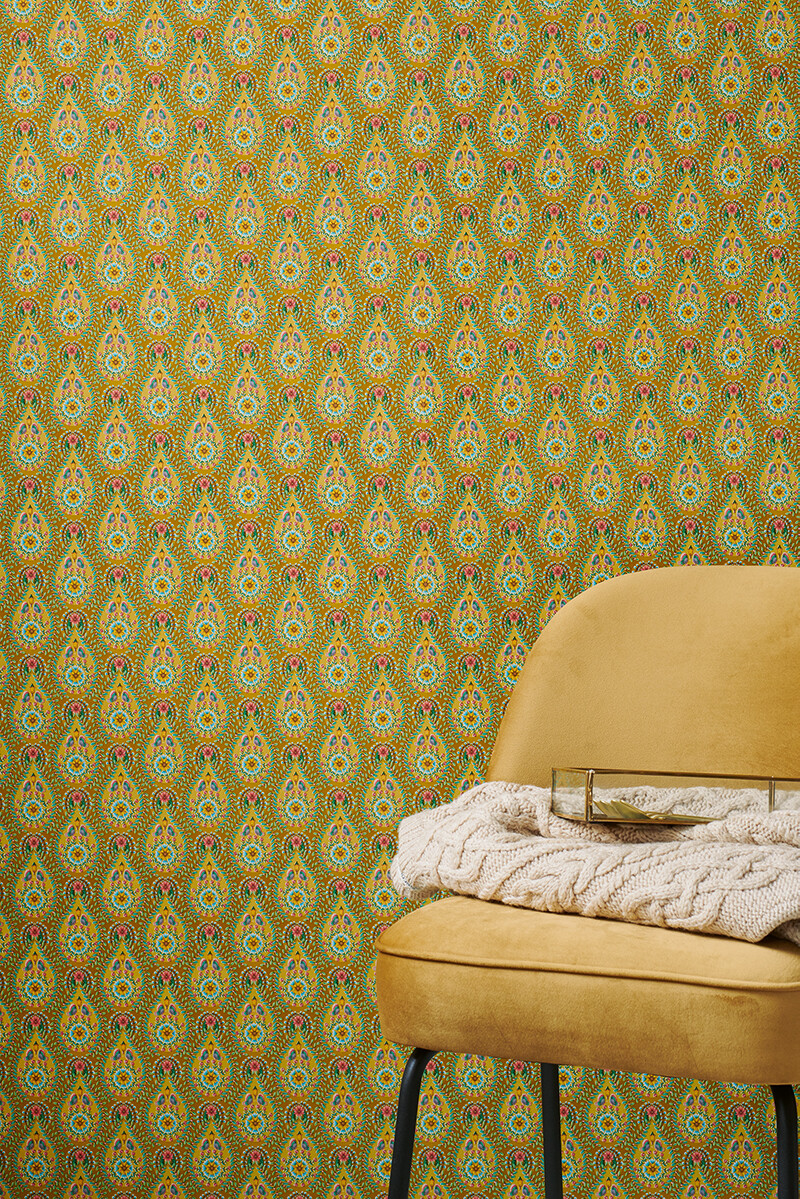 Color Relation Product Pip Studio Raindrops Non-Woven Wallpaper Yellow/Ocre